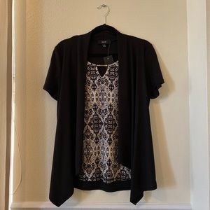 Black and White Patterned Top With Coverup